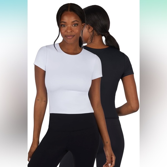 90 Degree By Reflex Womens 2 Pack Contour‎ Meet and Greet Crew Neck Tee NWT M - Picture 1 of 5